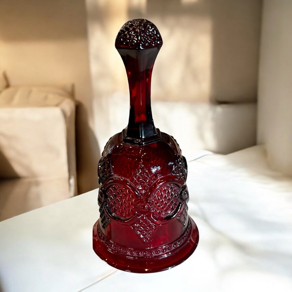 Avon Ruby Red Glass Vintage Bell 1979 Housewarming Gift Cape Cod Christmas Colle